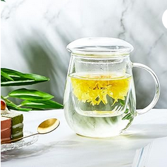 Glass Tea Cup with Infuser and Lid - The Aristocratish Tea Company, Loose Leaf Tea, Aristocratish Tea, Premium Tea, Tea, Hot Brewed Tea, Cold Brewed Tea, Iced Tea, Tea